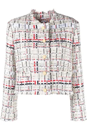Thom Browne Chaqueta de tweed con rayas RWB