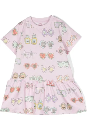 Stella McCartney Vestido acampanado con gafas de sol estampadas