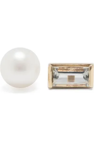 Aliita Pendientes Mono Perla Baguette en oro amarillo de 9 kt con amatista y perla