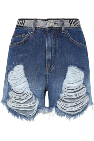 Philipp Plein Pantalones cortos con detalles rasgados