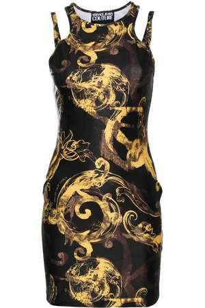 VERSACE Vestido midi con estampado Watercolour Couture