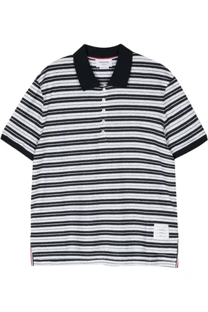 Thom Browne Polo a rayas con parche del logo