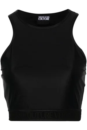 VERSACE Top corto con banda del logo
