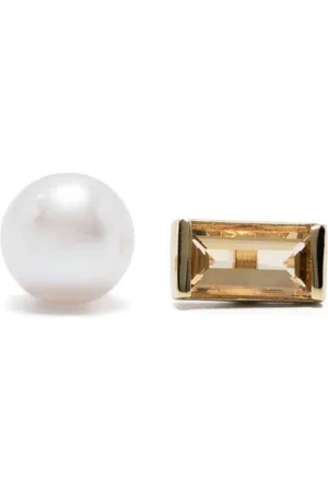Aliita Pendientes Mono Perla Baguette en oro amarillo de 18 kt con citrino y perla