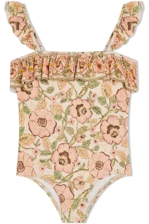 ZIMMERMANN Bañador con volantes y motivo floral