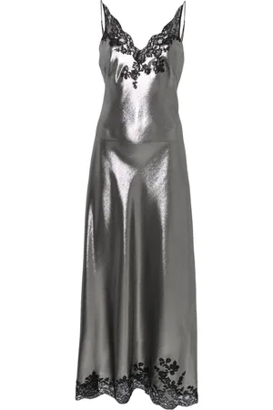 CARINE GILSON Slip dress con ribete de encaje