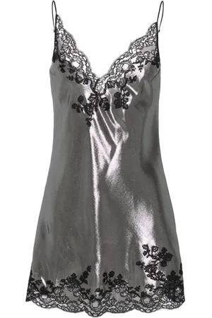 CARINE GILSON Slip dress con ribete de encaje