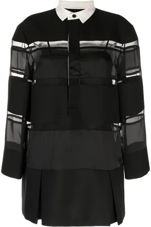 SACAI Vestido corto con cuello en contraste