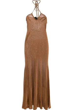 Tom Ford Vestido larga acampanado con cuello halter