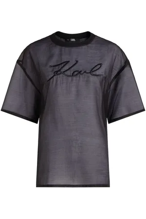 Karl Lagerfeld Camiseta de organza Signature