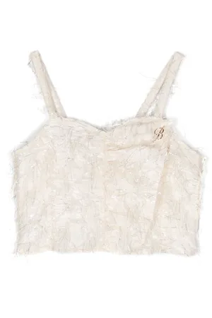 MISS BLUMARINE Top estilo corsé con detalle de plumas