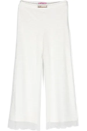 MISS BLUMARINE Pantalones rectos con encaje floral