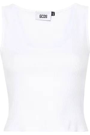 GCDS Top de canalé con logo de lentejuelas