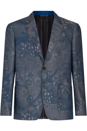 Etro Blazer vaquero con motivo en jacquard