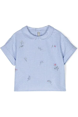 Il gufo Blusa a rayas con bordado floral