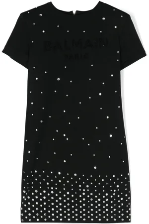 Balmain Vestido con apliques de strass