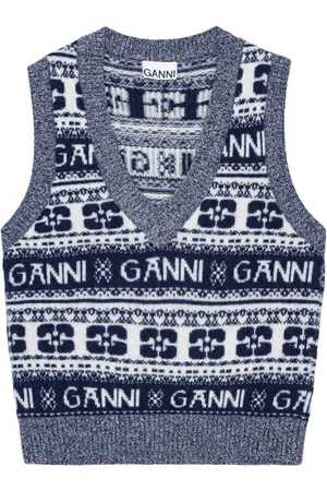 Ganni Chaleco con logo en intarsia
