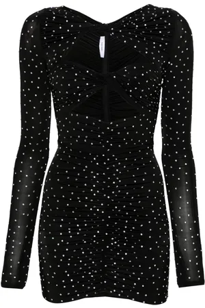 ALEX PERRY Vestido corto fruncido con cristal