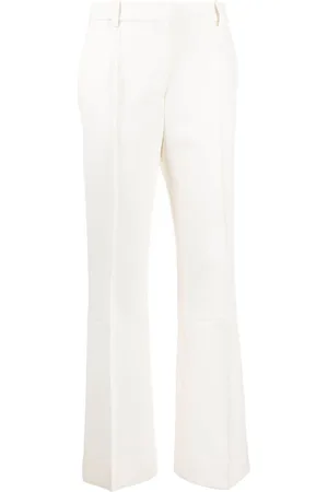 Victoria Beckham Pantalones de vestir acampanados de mezcla de algodón