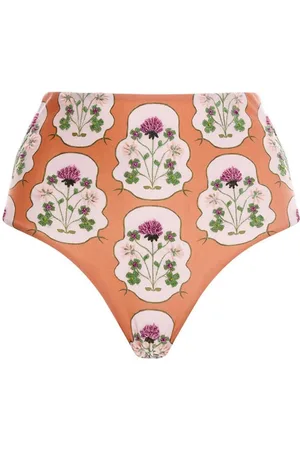 Agua by Agua Bendita Bragas de bikini Magenta Trébol bordadas