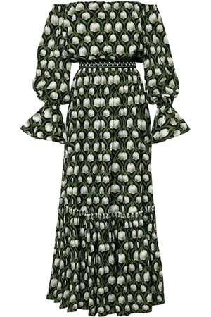 Agua by Agua Bendita Vestido largo Almendra Perla bordado