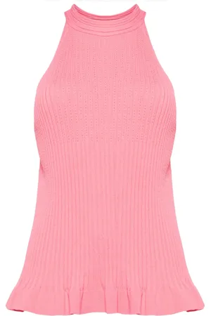 SEMICOUTURE Top de canalé con cuello halter