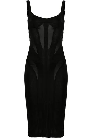 MUGLER Vestido midi estilo corsé