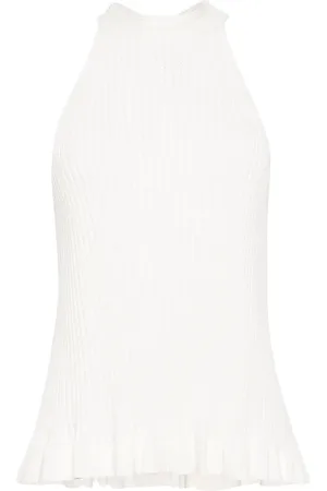 SEMICOUTURE Top de canalé con cuello halter