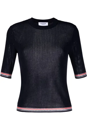 Thom Browne Top de punto calado con ribete RWB