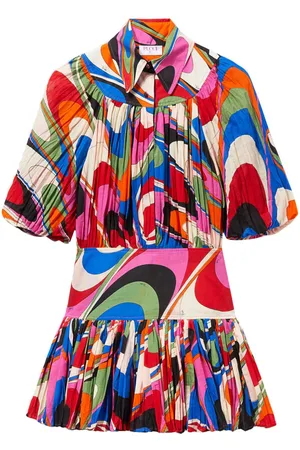Puccini Minivestido fruncido con estampado abstracto