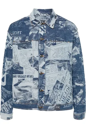 VERSACE Chaqueta vaquera con estampado de revista