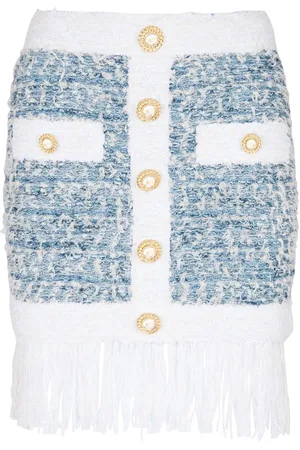 Balmain Minifalda de tweed con flecos