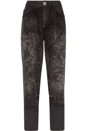 Philipp Plein Vaqueros capri con efecto envejecido