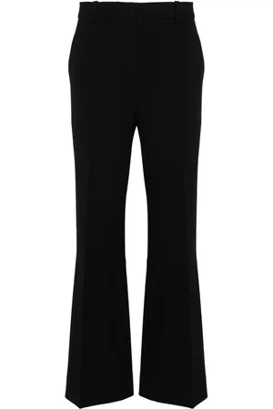 Victoria Beckham Pantalones de vestir acampanados de mezcla de algodón