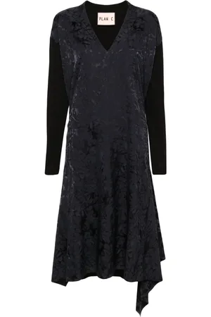 Plan C Vestido midi drapeado en jacquard