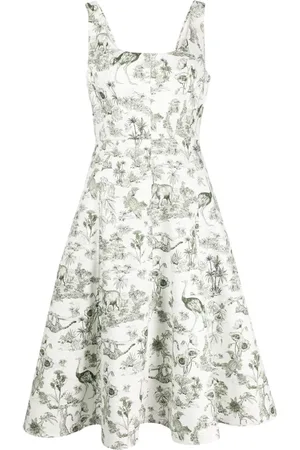Marchesa Notte Vestido Elowen con estampado gráfico