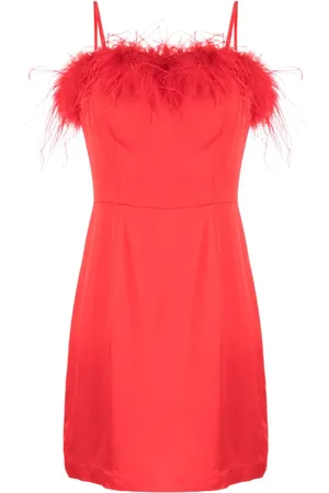 KITRI Vestido corto Nola con ribete de plumas
