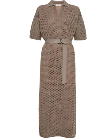 Brunello Cucinelli Vestido midi de ganchillo