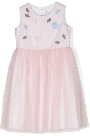 Il gufo Vestido acampanado con apliques florales