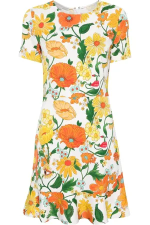 Stella McCartney Vestido con peplum y motivo floral