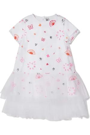 Simonetta Vestido bordado con volantes en la falda