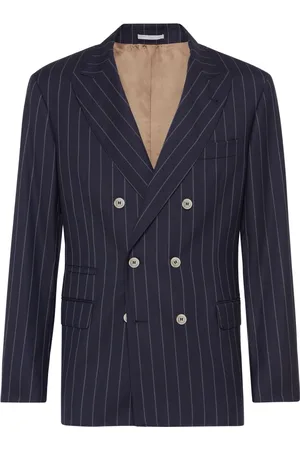 Brunello Cucinelli Blazer a rayas diplomáticas con botones