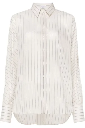 Brunello Cucinelli Camisa a rayas con detalle de lurex
