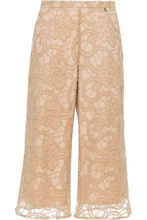 Twin-Set Pantalones capri con capa de encaje
