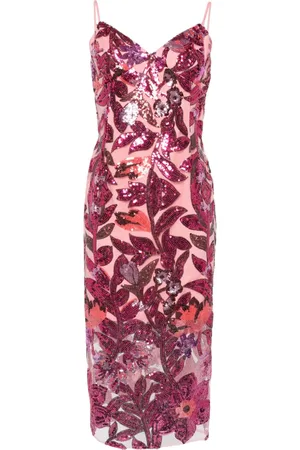 Marchesa Notte Vestido Botanical con lentejuelas