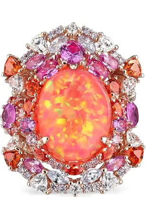 Anabela Chan Anillos Coral Opal Ocean en oro amarillo vermeil de 18 kt con gemas