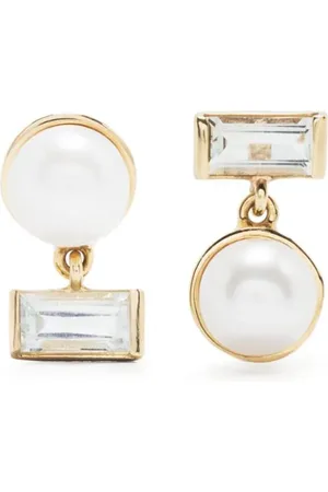 Aliita Pendientes Perla Baguette en oro amarillo de 9kt con amatista y perla