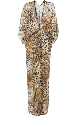 Roberto Cavalli Vestido de playa con estampado de leopardo