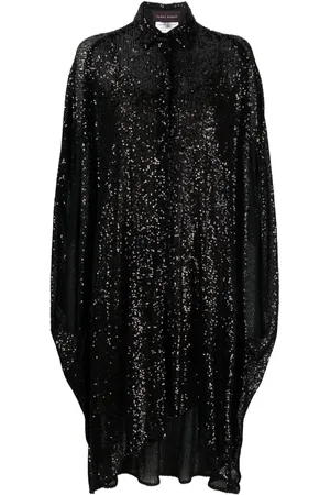 TALBOT RUNHOF Vestido camisero midi con lentejuelas
