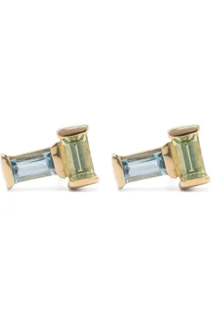 Aliita Pendiente Tu Y Yo en oro amarillo de 18 kt con aguamarina y peridoto